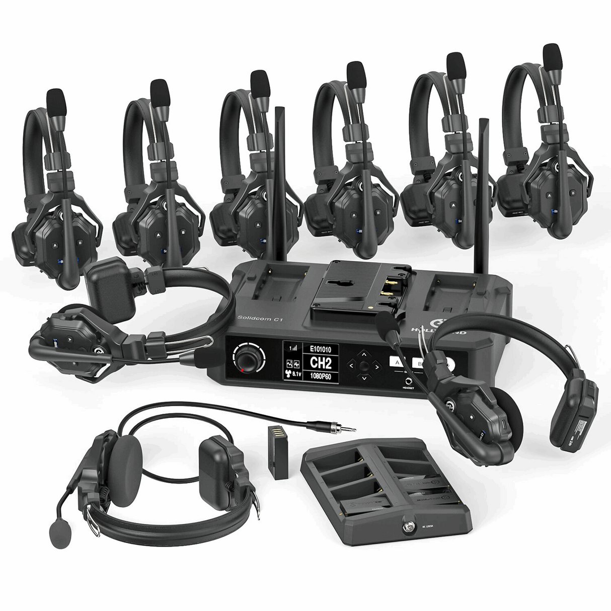 Hollyland Solidcom C1-6S Full-Duplex Wireless Intercom System with 6 Headsets (1.9 GHz)