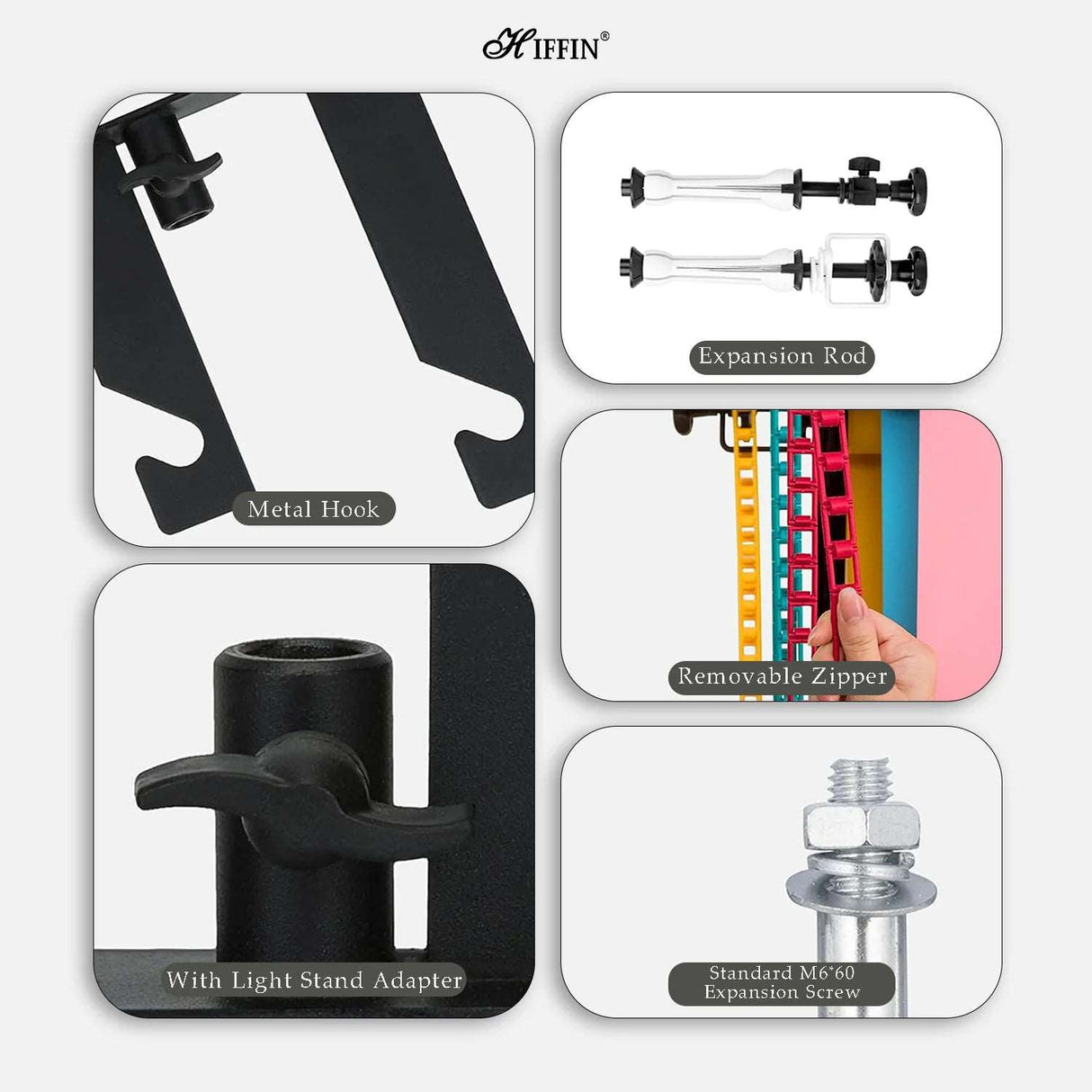 HIFFIN Photography 3 Roller Backdrop Stand & Wall Mount, Manual Background Roller Support System