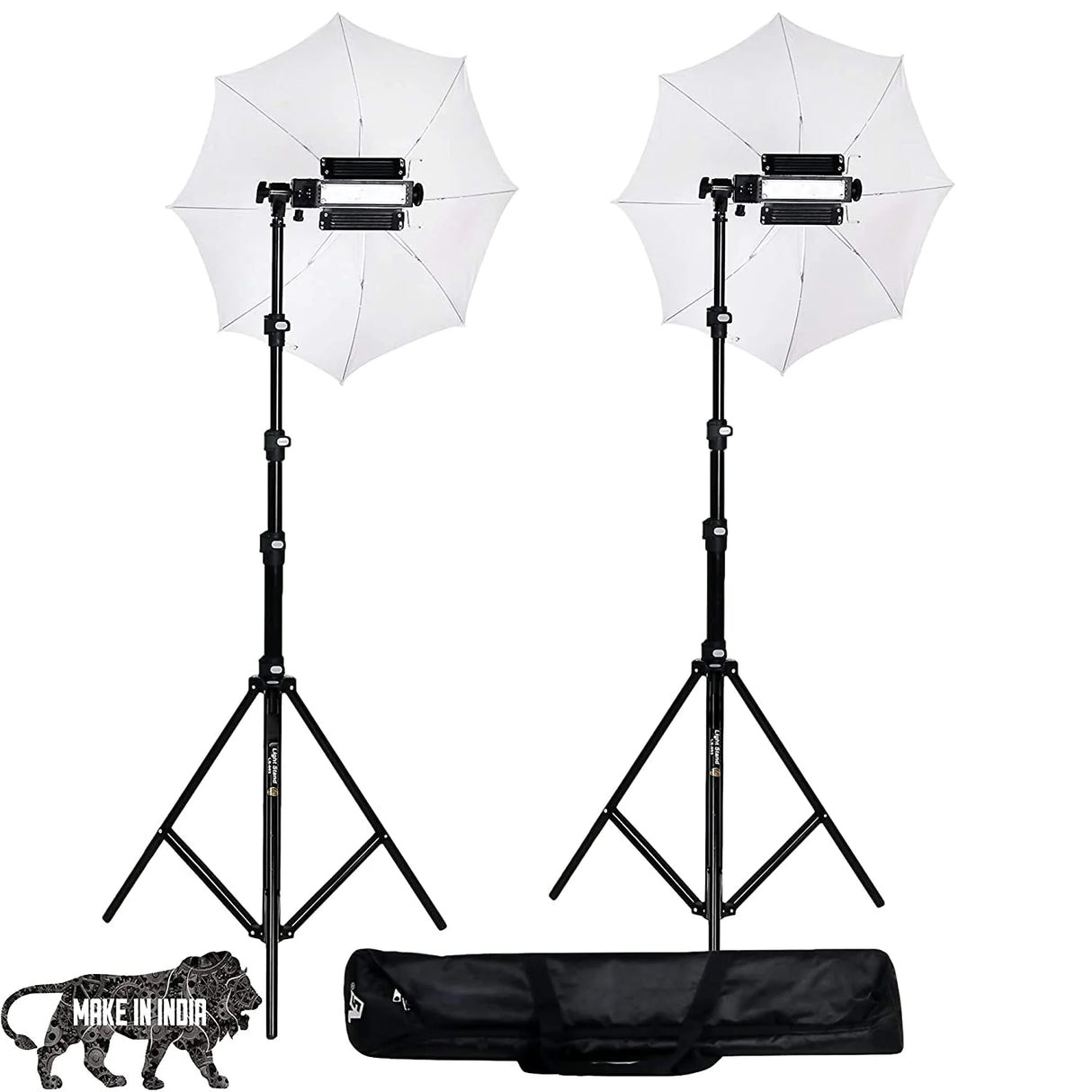 HIFFIN Extra-Heavy-Duty Porta Kit (14 feet) with Pair of Light Stands, Porta Lights and Umbrellas Professional Studio Setup