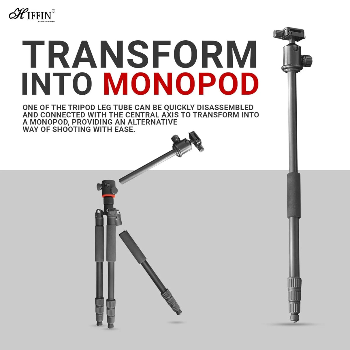 HIFFIN HTR-540 Professional Tripod Monopod with 360 Degree Ball Head