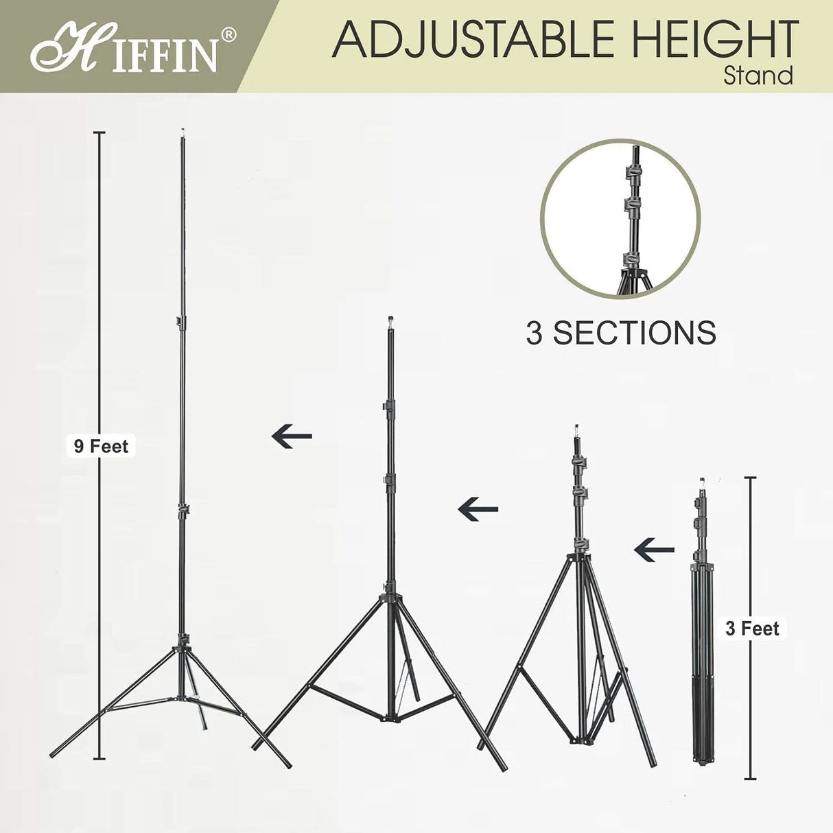 HIFFIN Porta Kit- 9 feet with Pair of Light Stands, Porta Lights, Umbrellas for Video & Still Photography Lighting