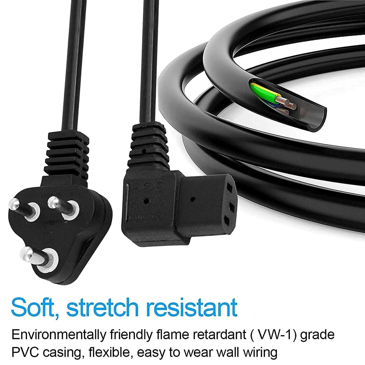 HIFFIN 10 Meter 250 Volts 3 Pin Cable Cord with Box Package - Black