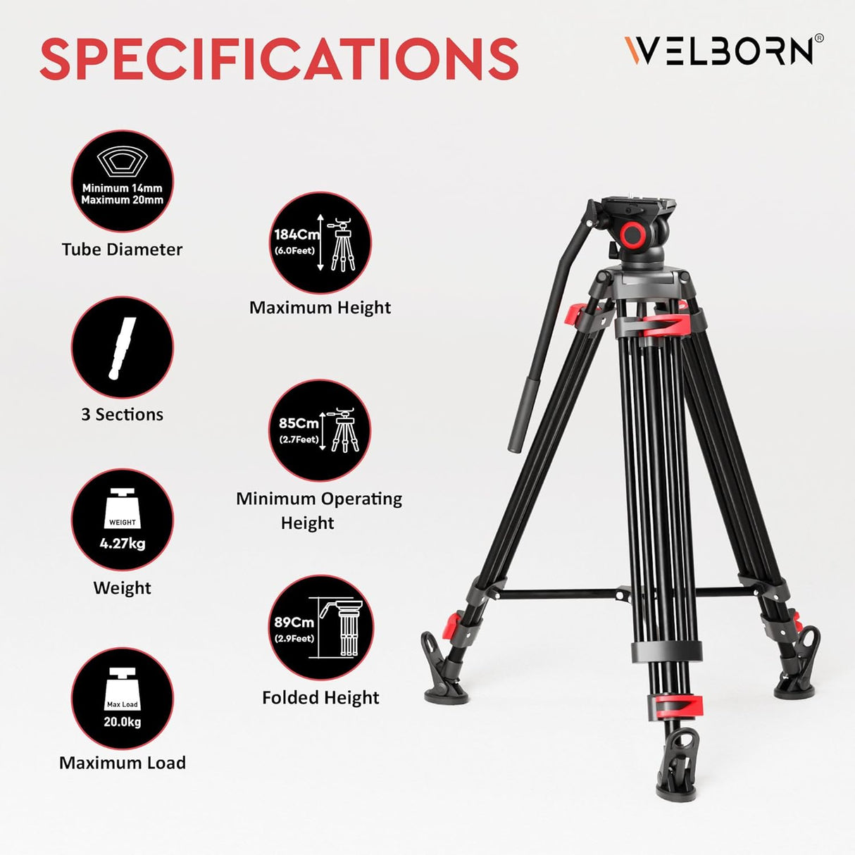 Welborn Professional Tripod- WB-TR-750AF