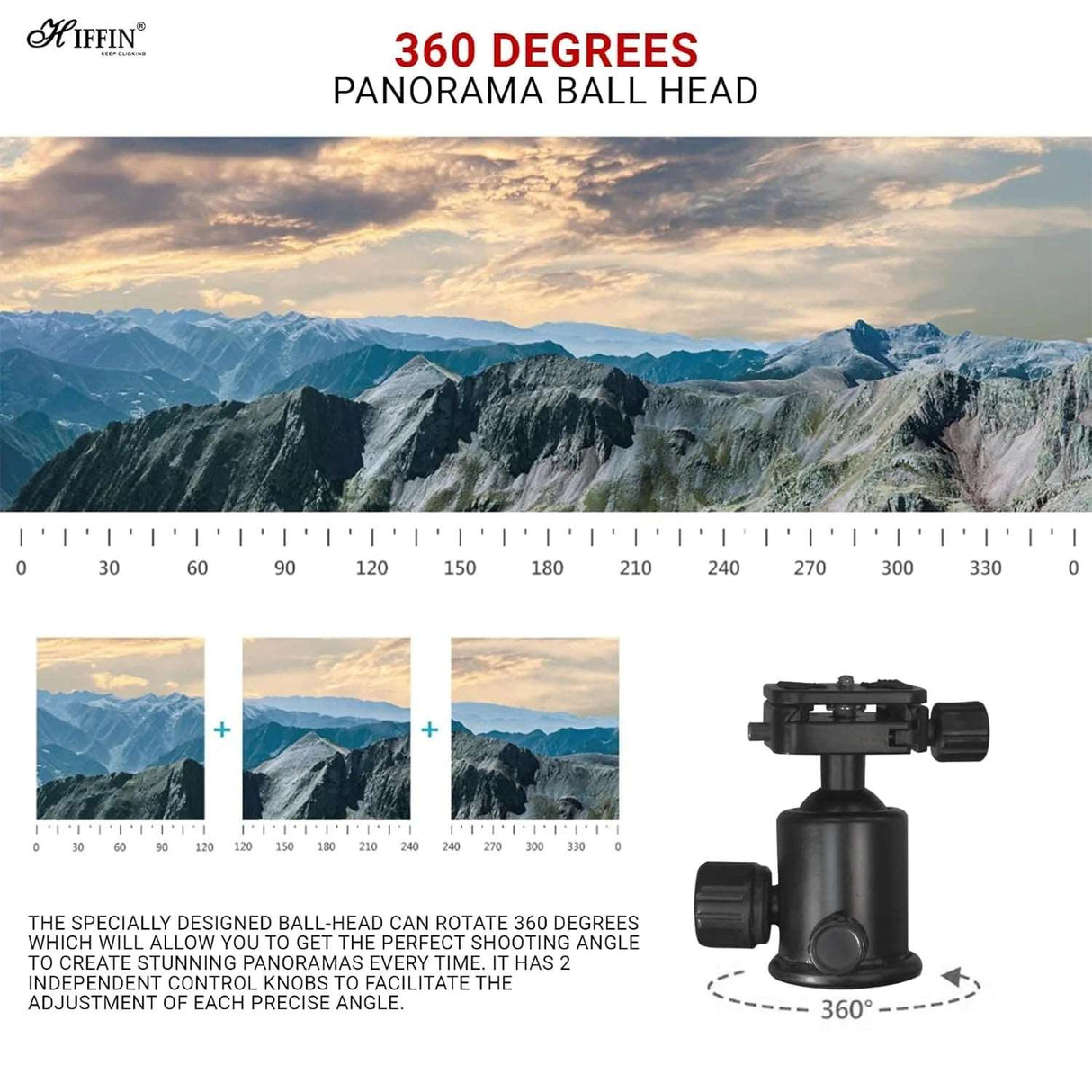 HIFFIN HTR-540 Professional Tripod Monopod with 360 Degree Ball Head