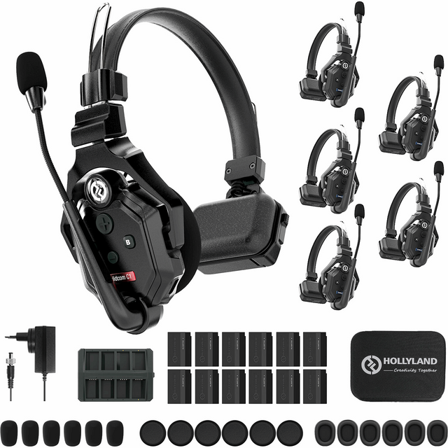 Hollyland Solidcom C1-6S Full-Duplex Wireless Intercom System with 6 Headsets (1.9 GHz)