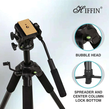 HIFFIN HF 880 (65 Inch) Aluminum Light Weight Tripod with Fluid Video Head