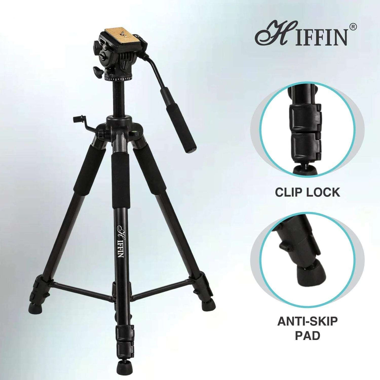 HIFFIN HF 880 (65 Inch) Aluminum Light Weight Tripod with Fluid Video Head