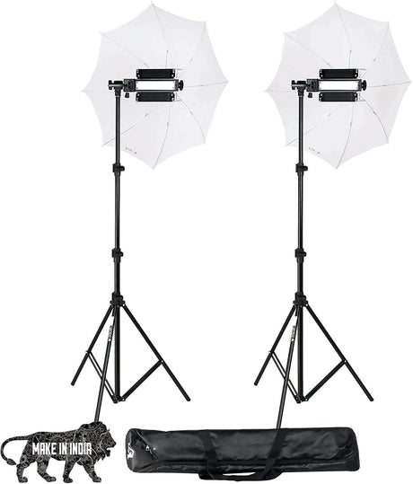 HIFFIN Porta Kit- 9 feet with Pair of Light Stands, Porta Lights, Umbrellas for Video & Still Photography Lighting