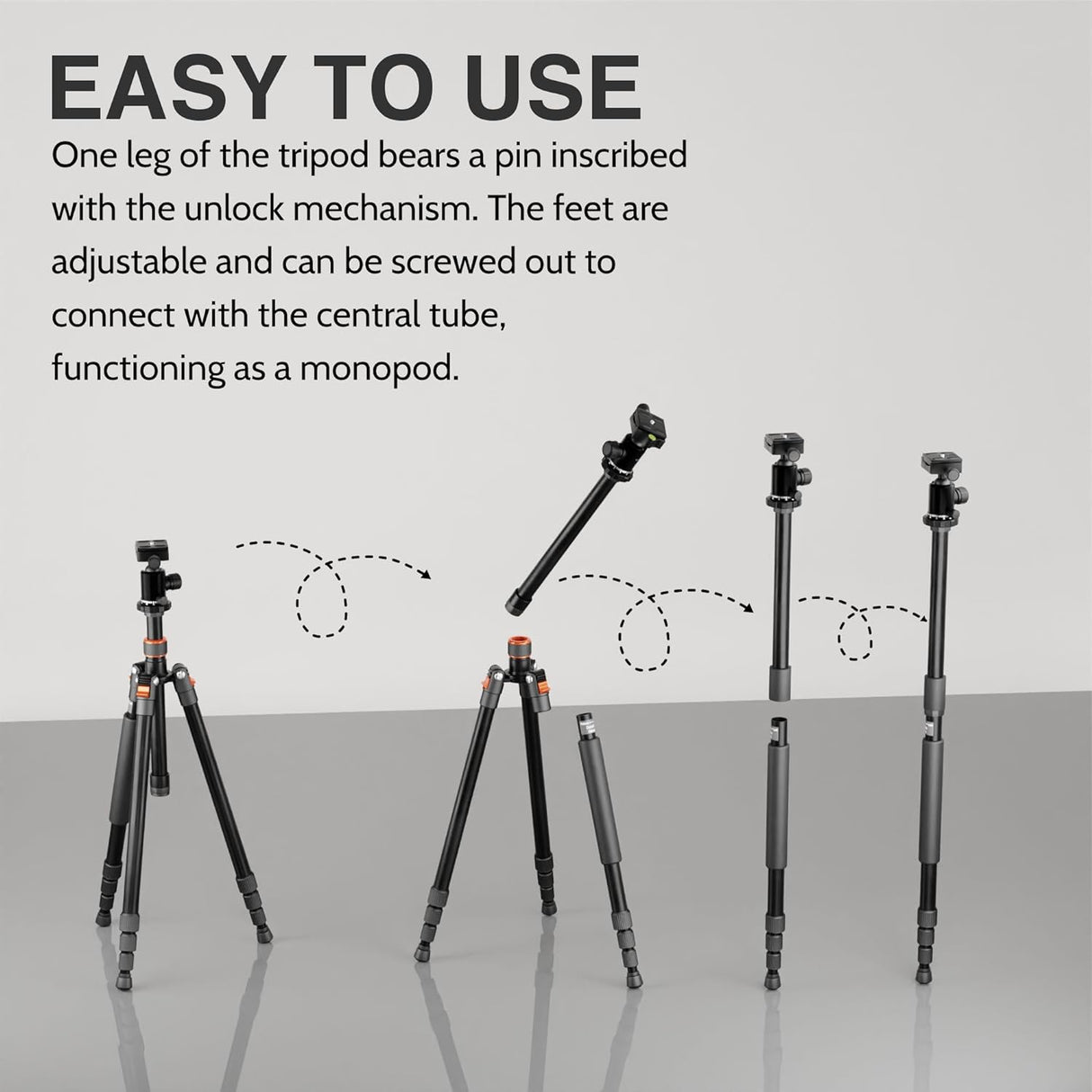 WELBORN Professional Aluminum Tripod Cum Monopod- TR-525BH