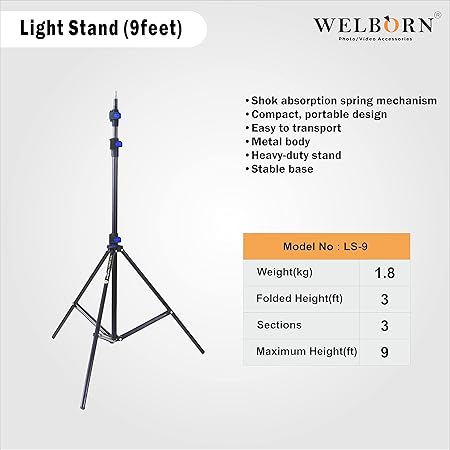 WELBORN Light Stand LS9 9feet Stand