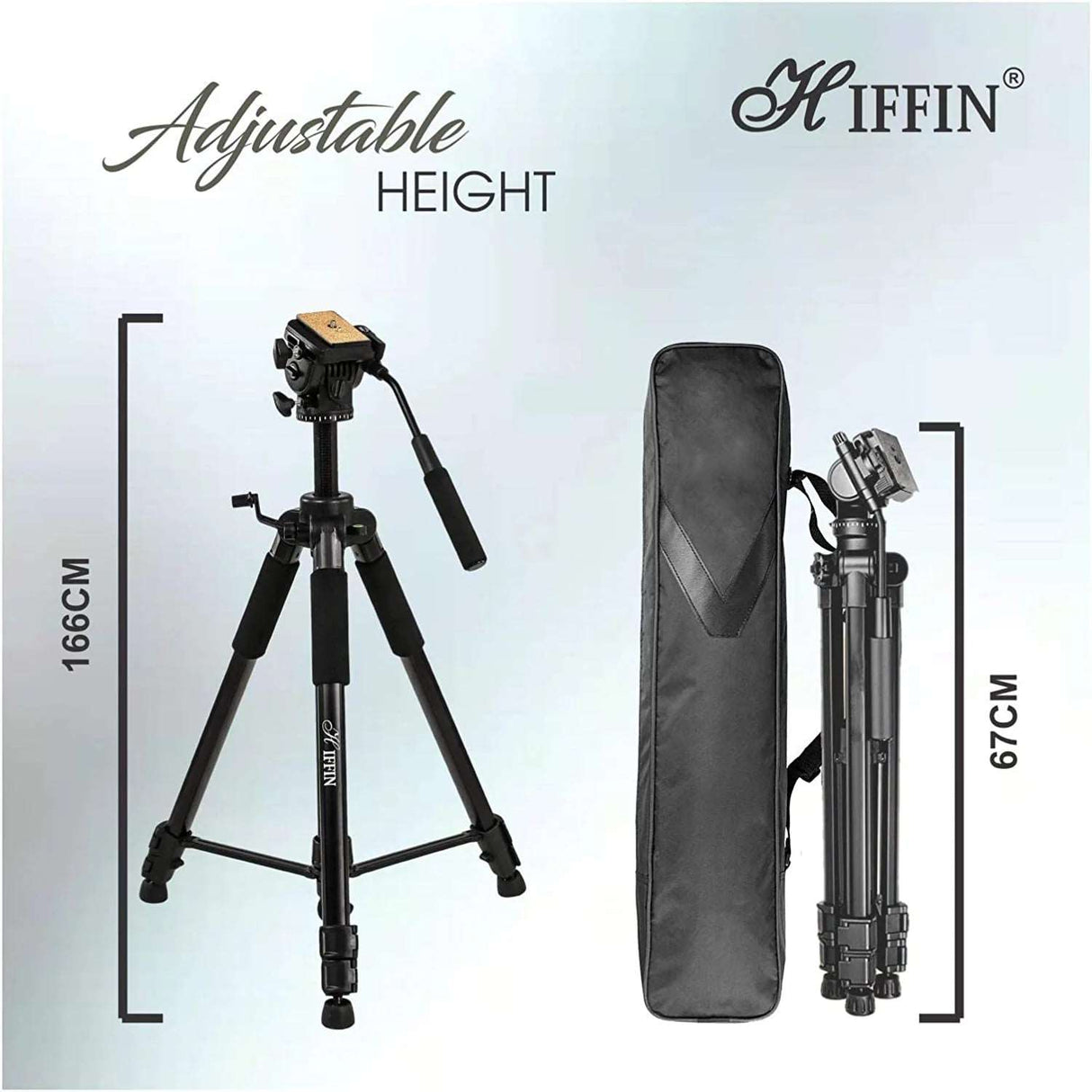 HIFFIN HF 880 (65 Inch) Aluminum Light Weight Tripod with Fluid Video Head