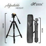 HIFFIN HF 880 (65 Inch) Aluminum Light Weight Tripod with Fluid Video Head