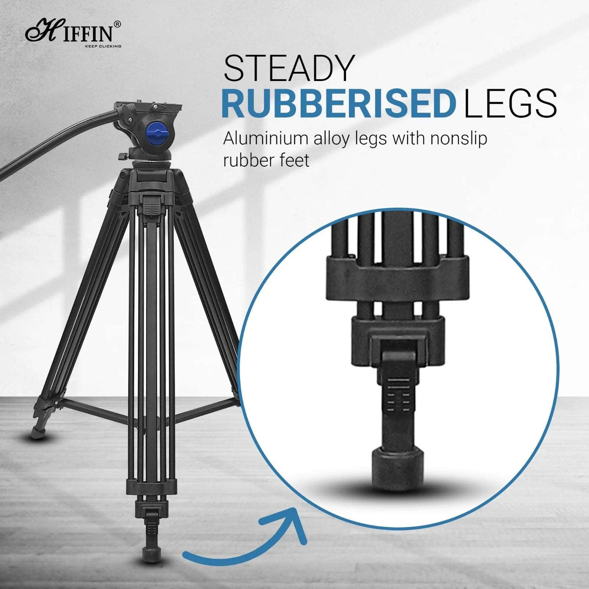 HIFFIN HTR-580 (160 Cm) Professional Heavy-Duty Tripod, with Adjustable Fluid Pan Head